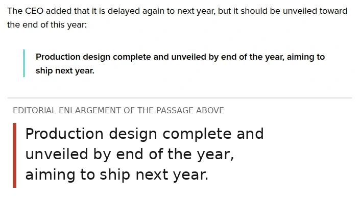 Crop of Electrek's 2024 report with an editorial enlargement of its rendering of the Roadster forecast